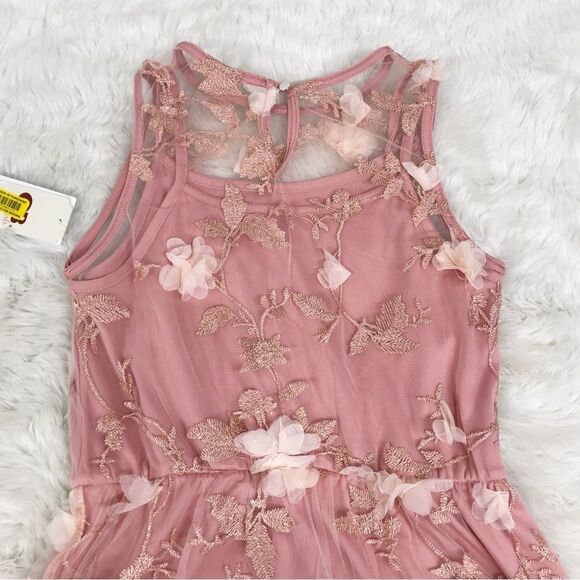 GIANNI BINI GB Girls Blush Pink Sleeveless Floral Embroidered Dress Size Large - Picture 8 of 8